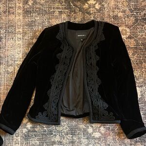 Lafayette 148 New York Black Velvet Blazer with Intricate Trim